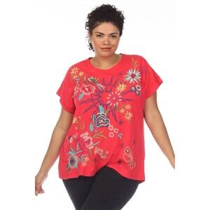 Johnny Was Arla Embroidered Cotton Top Live By The Sun T Shirt Boho Floral SZ S